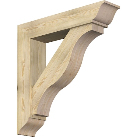 Ekena Millwork Funston Traditional Rough Sawn Bracket w/ Offset Brace, Douglas Fir, 8"W x 38"D x 38"H BKT0806X38X38FST01RDF